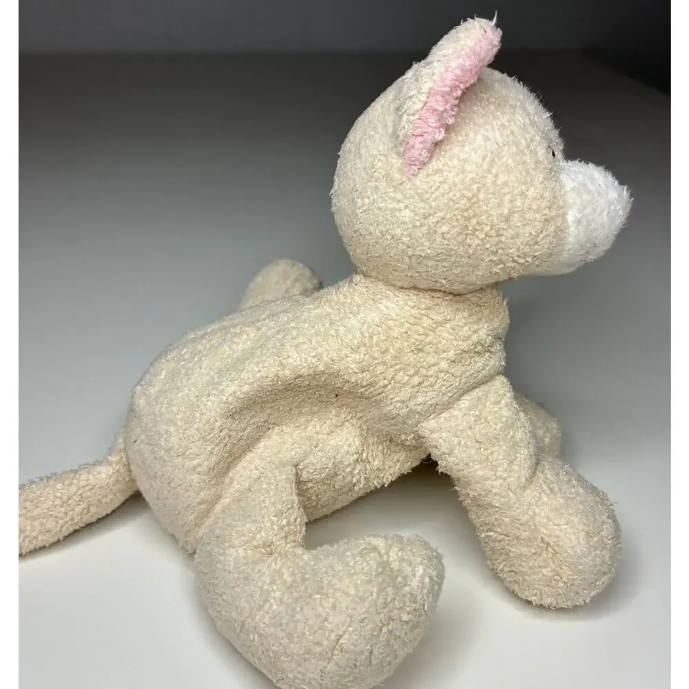 Vintage Russ Berrie Luv Pets Tabbies Cream Cat Plush 5” White Beanie Stuffed Toy
